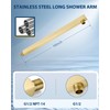 KINLIV 12 Inch Brushed Gold Rain Shower Head with Extension