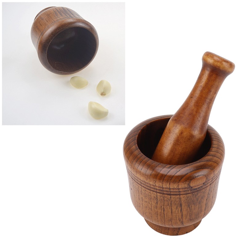 Garlic Grinder Bowl Jujube Wood Herb Crushing Bowl Multipurpose Spice