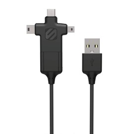 Scosche MMMC-SP SmartSync 4-in-1 USB-C, Mini USB, Mini B & Micro USB to USB Charge & Sync Cable 3-ft. Black