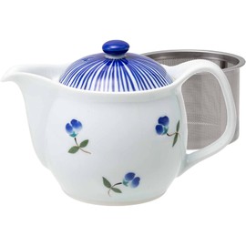 Saikai Pottery Hasami Ware 20425 Shoko Toen Teapot, Approx. 12.8 fl oz (375 ml) (Includes Super Stainless Steel Tea Strainer), Fuka Blue, Blue, Made in Japan