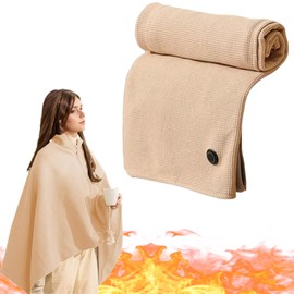 Xing Chen Hai Yang Heated Shawl Wraps for Women,2025 New Portable Heated Shawl,Soft Zipper Electric Heated Blanket Shawl,15s Fast Heating Portable Soft Shawl Wraps(Khaki)