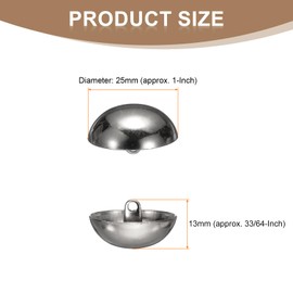 HARFINGTON 5pcs Half-Domed Metal Sewing Buttons, 25mm / 1" Half Round Mushroom Pearl Cap Metal Buttons with Shank for Blazer Suit, Coat, Jacket Cloth Garment Decoration, Gunmetal