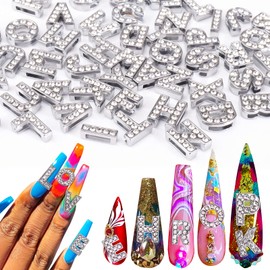 AIERSA 52 colgantes de uñas en 3D para decoración de uñas, plata, 8 mm