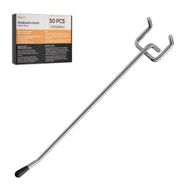 INCLY 50 Pack Pegboard Hooks, 6 Inch Metal Peg Board Shelving Hooks Accessories, Peg Board Tool Hangers Fit for 1/8“ and 1/4" Pegboard Hanging Tools for Garage, Craft Room, Kitchen, Store