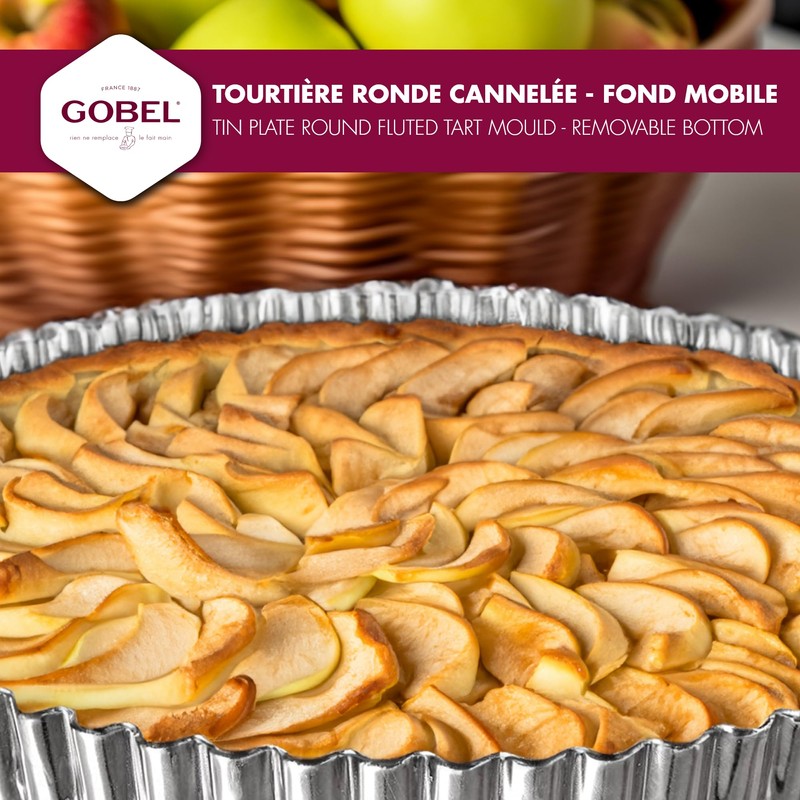 Gobel Round Pastry 126432 Movable Base Tinplate Fluted