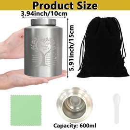 PRESSINART I Am Always With You Urns 5.9 x 3.9 Inch Large Stainless Steel Urn with Drawstring Bags Plastic Spoon Polishing Cloth Heart Cremation Human or Pet Ashes Keepsake for Memorial Funeral Decor