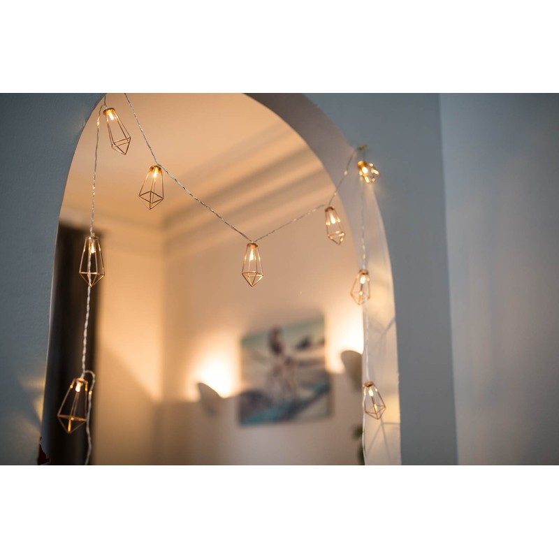 CozyHome LED Light Chain Geometric Pyramid-Shaped Copper Rose Gold