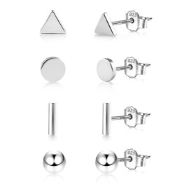 ASH'S CHOICE Earrings Silver 925 Stud Earrings Women Men Sterling Silver Stud Earrings with Zirconia Stones 14K Gold Sparkling Glitter Earrings Heart Square Mini Round Ball Small Earrings Ear Stud