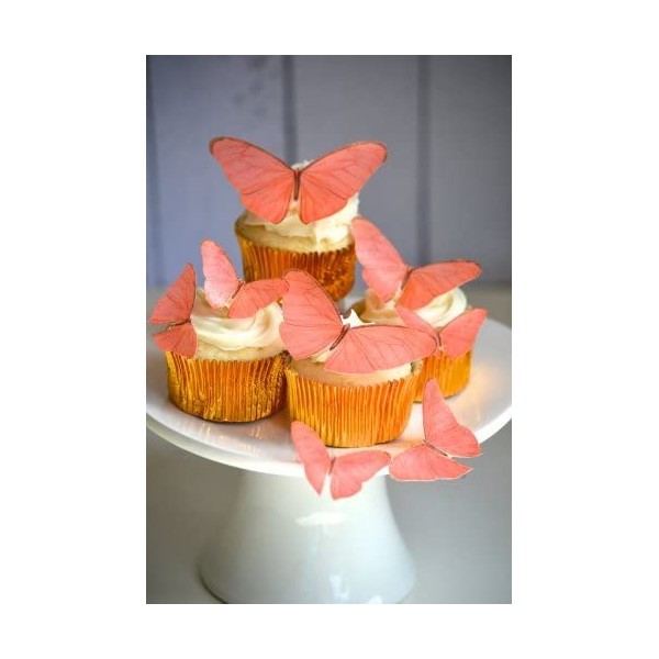 Edible Butterflies - Coral Set of 15 - Cake and Cupcake Toppers, Decoration