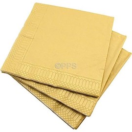 K5 Luxury Napkins 3-Ply Tissue Design Gold 33 x 33 cm Pack of 20 (Disposable Napkins) Ideal for Weddings, christenings, Parties, bbq's etc (Gold 33x33 CM)