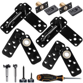 Hidden Pivot Hinge for Secret Door & Hidden Bookcase,570Lbs Load-Bearing,360°Rotation Hidden Door Hardware Set with Sturdy Steel,Smooth Bearing Design，2Set(Black)