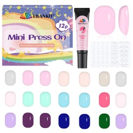 EBANKU 288 Pieces Kid Fake Nail, 12 Pack Kids Press on Nails Short Full Cover Fake Nails for Girls with Nail Glue and Nail Adhesive Tabs