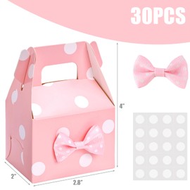 VGOODALL 30PCS Polka Dot Favor Boxes, Gable Treat Boxes Small Candy Boxes Pink Polka Dot Boxes Party Supplies for Kids Snacks Candy Birthday Party Wedding Christmas