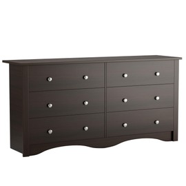 Flamaker 6 Drawer Dresser Chests for Bedroom, Storage Dressers Organizer with Anti-Tilt Devices, Modern Wide Wood Chest of Drawers for Living Room Hallway Entryway (Brown)