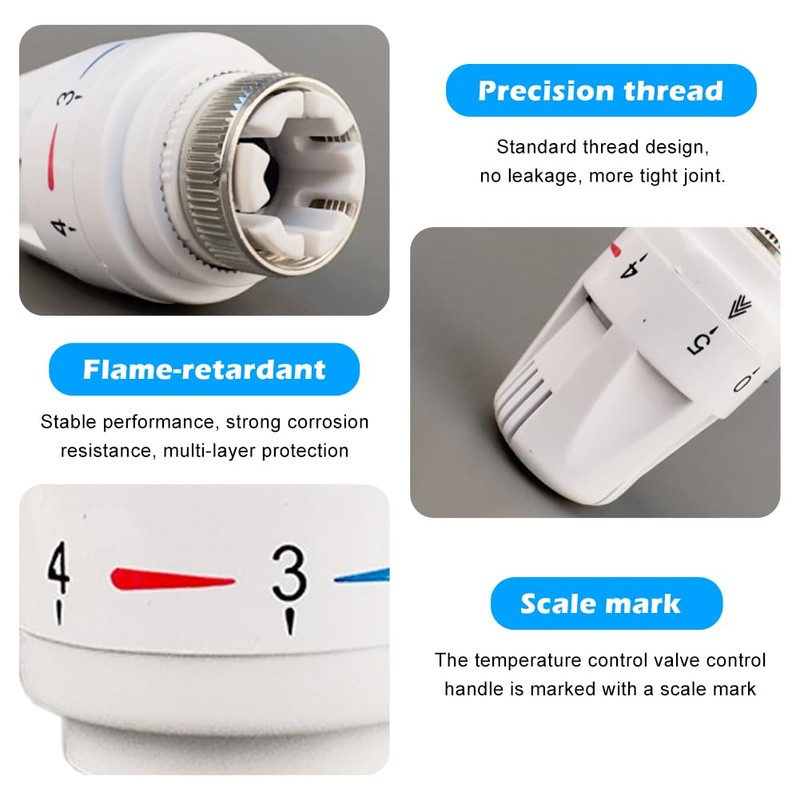 2Pcs Thermostatic Radiator Valve Head, M30 X 1.5 TRV Radiator