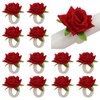 Flower Napkin Rings Set of 12, Rose Ring Holders, Artificial