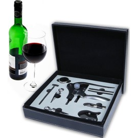 iMounTEK 9 Piece Wine Accessory Gift Box Includes CorkScrew Wrap Cutter Wine Thermometer Stoppers Tool Kit