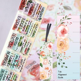Floral Bible Tabs 90 Decorative Bible Tabs Laminated Colorful Bible Book Indexing Tabs Old and New Testament Laminated Matte Film Pretty Gift for Women Girls