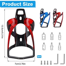 Bike Cup Holder, 2 Pcs Bicycle Drink Cup Holders, Lightweight Drinking Bottle Cage Durable PC Bicycle Bottle Holde fit Bicycles Mountain Bikes and Wheelchair (Red/Blue)