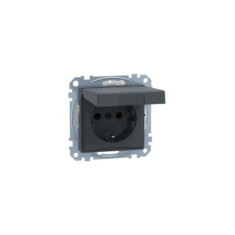 Merten MEG2310 0414 BRS SCHUKO socket with Hinged Lid, Plug-In
