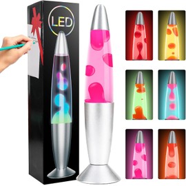 CELLUSTOP Lava Lamp for Rocket - Magma Lamp - Decorative Standing Lamp - 2 Bulbs R39 Included - Heavy Duty Glass and Aluminium - Switch - 25 Watt - 34cm - Red