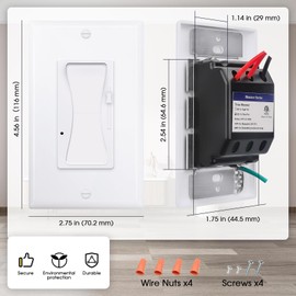 AnyEnjoy LED Dimmer Switches, 120V Single-Pole or 3-Way Dimmer Switches Compatible with 150W Dimmable LED/CFL/600W Incandescent or Halogen Bulbs,Wallplate Included/ETL Listed(White 2/Pack)