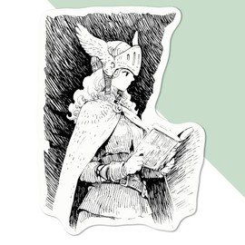 Medium 100mm 'Reading Valkyrie Knight' Permanent Sticker Decal for Cars/Windows/Bins/Walls etc (DW00107193)