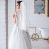 Pearl Bride Veil, White Short Wedding Veil with Comb Elegant