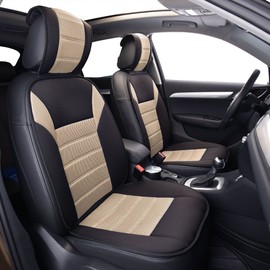 FH Group Car Seat Covers Full Set Beige 3D Air Mesh Automotive Seat Cushion - Universal Fit, Car Seat Cushions, Airbag Compatible, Split Bench Rear Seat, Washable Car Seat Cover for SUV, Sedan