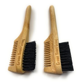 2-in-1 Pocket Sapling Mustache Brush & Comb (2-Pack) from Green Beard Grmng - Boar Bristle & Bamboo