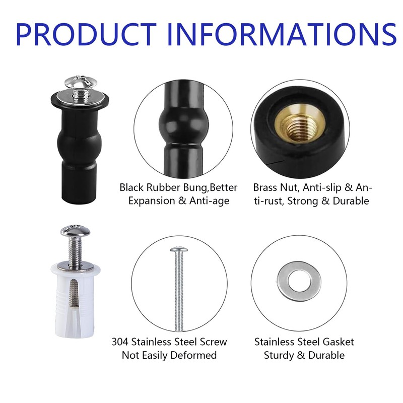 BaiBaoHui 12-Pc Universal Toilet Seat Hinge Screws Kit - Durable