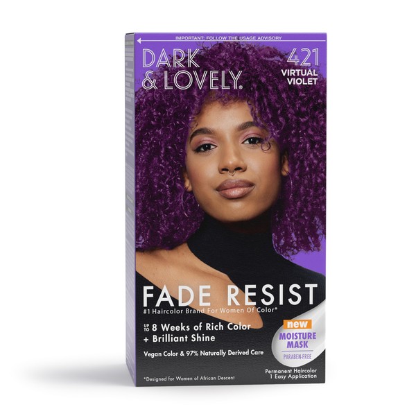 Softsheen-Carson Dark and Lovely Hair Dye, Fade Resist Hair Color with Conditioner Hair Mask, Virtual Violet, 1 Hair Dye Kit