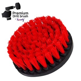 Kornely™ Premium Drill Brush - Stiff Red 13cm Professional Power Scrubber Will Not Scratch Surfaces Suitable for Garage, Brick, Exterior Tiles, Stone, Fireplace, Rust Removal, Wheel Cleaning