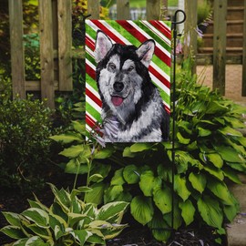 Caroline's Treasures SC9490GF Alaskan Malamute Candy Cane Holiday Christmas Garden Flag Mailbox Flag Decorative Yard Flag Banner Outside Patio Artwork Yard Flower Beds, Garden Size, Multicolor