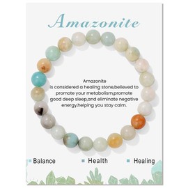 tenghong2021 Healing Crystal Stone Beaded Bracelets for Women Natural Stone Hand Stretch String Bracelet Stress Relief Anxiety Yoga Bracelet for Women Men Gifts Jewelry-A