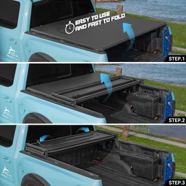 Truck Bed Tonneau Cover Compatible with Jeep Gladiator JT 2020-2024 5 ft Box with Trail Rail System, Soft Folding Style