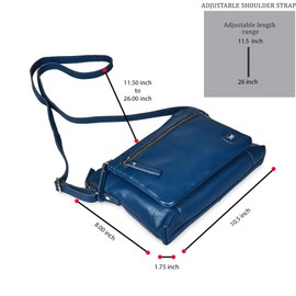 Bandolera pequeña y suave de piel auténtica – Triple cremallera premium bandolera bandolera bandolera para mujer, Nappa azul zafiro