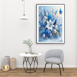 Diamond Painting Kits for Adults, Flowers and Birds Full Drill Round Diamond Art Diamond Dots Suitable Home Wall Decor Gem Art 12x16inch