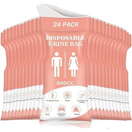 Disposable Urine Bag, 12/24 PCS Pee Bags for Travel for Women/Men, 800ML Emergency Portable Urinal Bag and Vomit Bags, Unisex Urinal Bag for Camping, Traffic Jams, Pregnant, Patient, Kids - Color: Pink-24