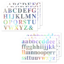 YS-049 English Stickers (Uppercase & Lower Case) Alphabet Large Aurora Silver Rainbow Decoration, Glitter, Large Capacity, Total of 6 Sheets Included