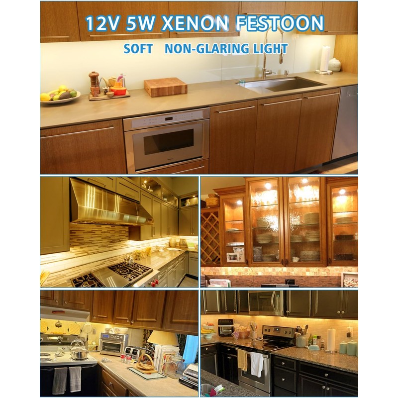 Keiurot Under Cabinet Light Bulbs T3 44MM 12V 5W Festoon