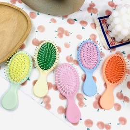 Mini Paddle Hair Brush and DIY Puff Applicator Brush-03. Light Green 10ea