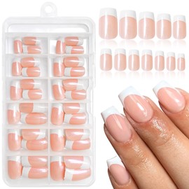 Lifextol 120pc White French Tip Press on Nails Short Fake Nails Press ons with Glue&Adhesive Tab, False Acrylic Nails Press on Nails Square Nail Tips Artificial Glue on Nails Fingernail Stick Nails