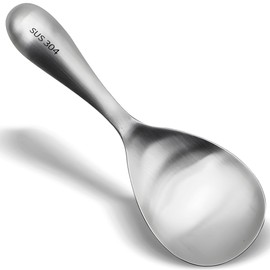 Comicfs Thickened Rice Spoon Rice Cooking Spoon Rice Paddle Spoon, Non Stick 304 Stainless Steel Rice Serving Spoon Kitchen Rice Scooper Rice Spatula Potato Masher Soup Scoop Spoon (1Pc, Matte)