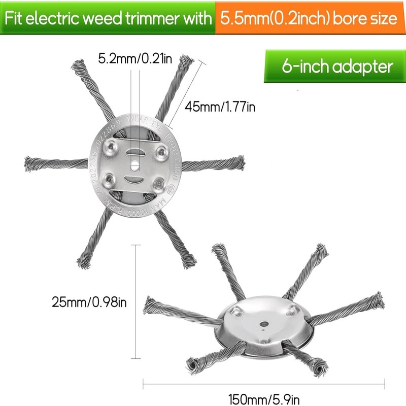 2 Pack 6 Heads Grass Petrol Strimmer Head Steel Wire