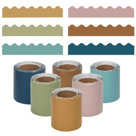 6 Rolls Colorful Bulletin Board Borders, 196.8 ft Scalloped Borders Trim for Classroom, Bulletin Board, White Board Decor