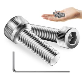 Mywish (25 juegos) Tornillos M6, tornillos M6 x 20 mm, tornillos de cabeza de enchufe hexagonal de acero inoxidable 304, kit de tornillos M6 de acabado brillante con tuercas y arandelas y llave