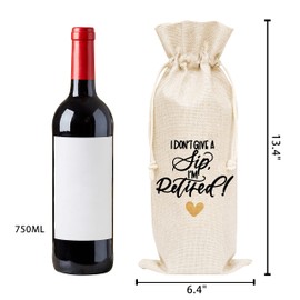 Huastatewolf Retirement Wine Gift Bags, Burlap Champagne Bottle Cover Bag For Retirement Party, Friends, Colleague, Coworker, Teacher, Nurse, 1 Pc (A18)