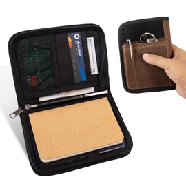 ALNKDH Field Notes Cover- with Key Ring and Pen Holder for Journal Notebook Planner,Cover Waxed Canvas,field notes notebook 5" x 6.7" (Brown)