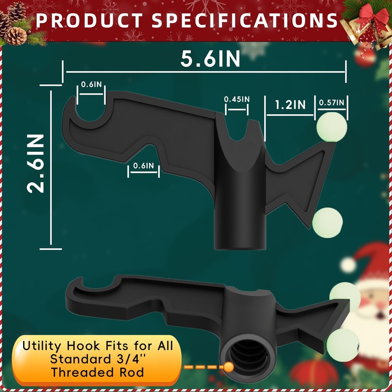 Opow Christmas Light Hanger Tool Attachment, Utility Hook Screw On